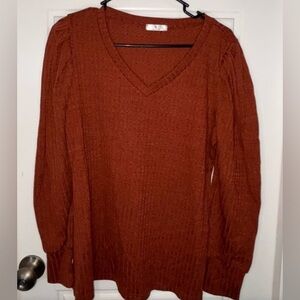HTC Women's V-Neck Sweater - Rust